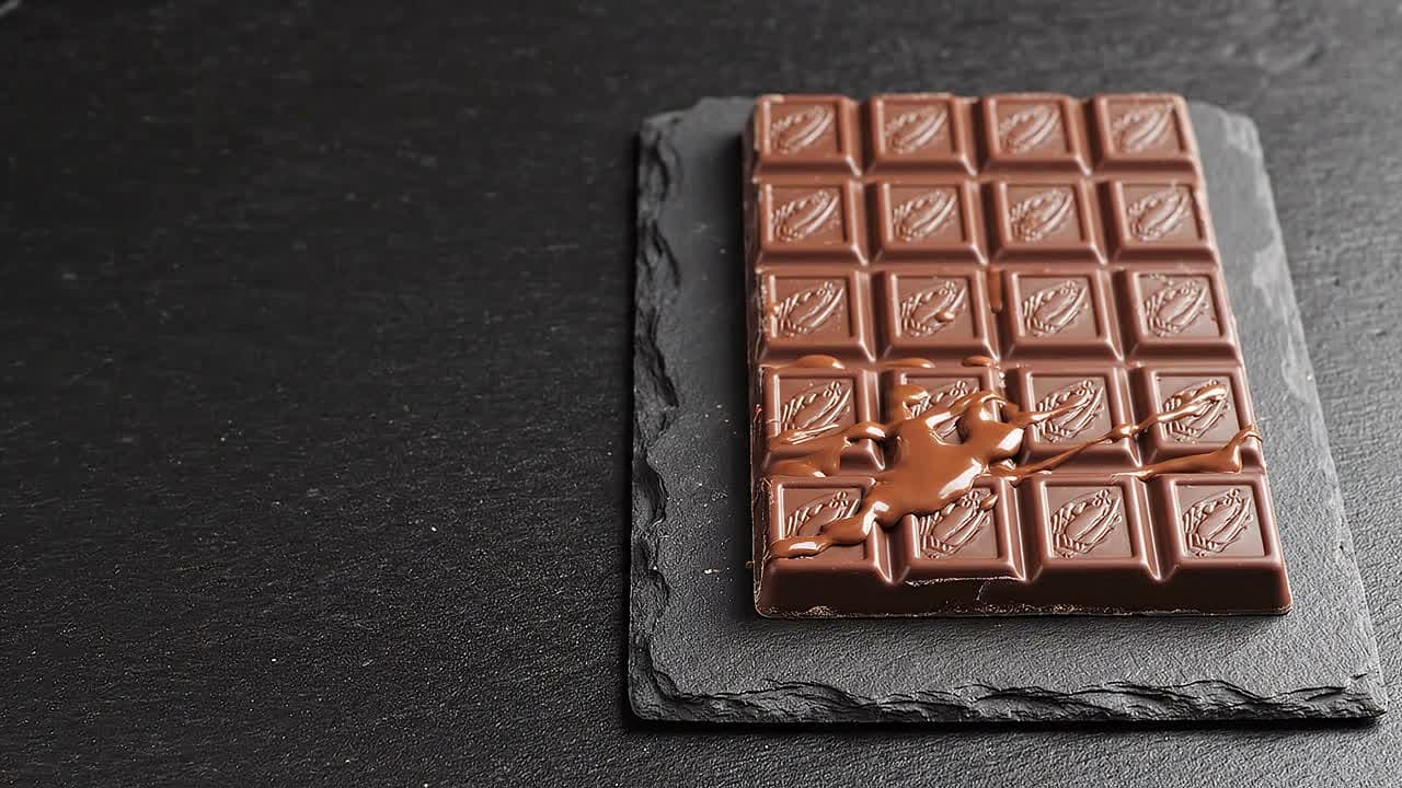 AI-generated food product concept: Glossy chocolate, intimate close-ups and an indulgent hero finish.